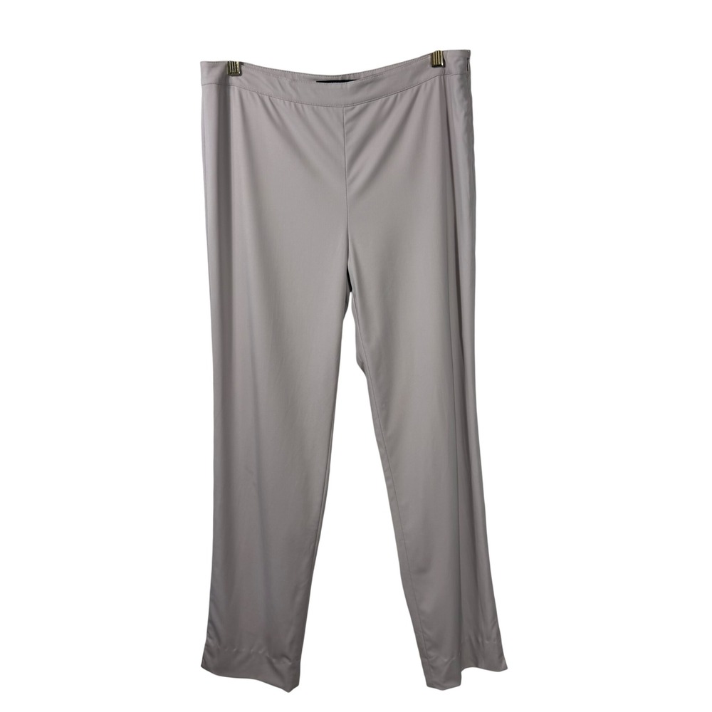 Lafayette 148 New York Bleaker Gray Straight Leg Side Zip Dress Pants Womens 10